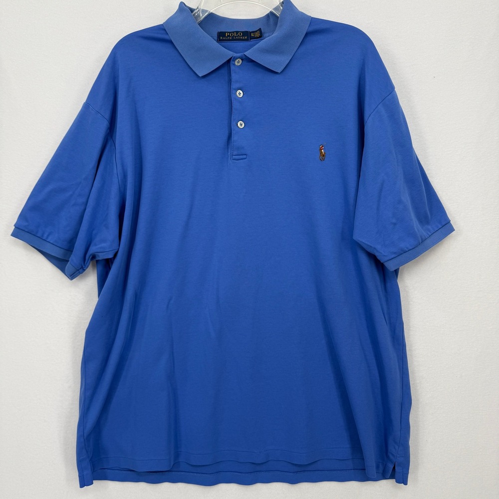 Polo Ralph Lauren Shirt Mens XLT Blue Short Sleeve Cotton Classic Pony Logo